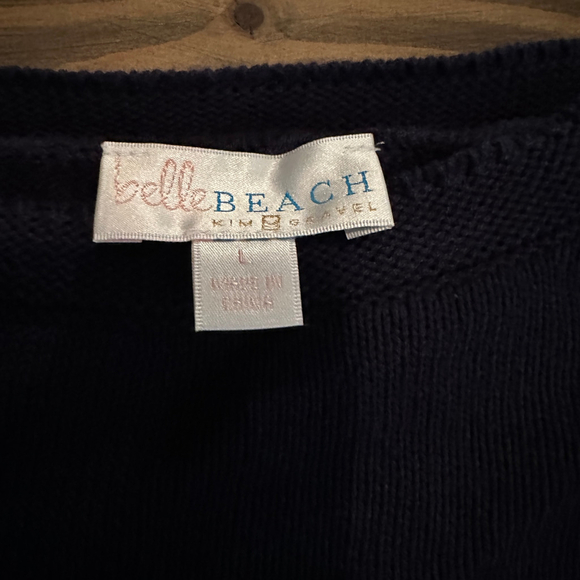 Women's Belle Beach Oversized Feel Sweater Open Knit Sleeves Size L Navy Blue - Picture 2 of 4